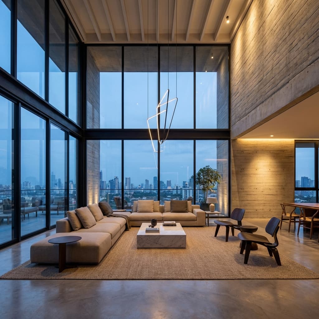 Interior Residencial em Concreto